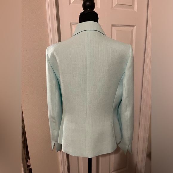 Black Label Evan-Picone Aqua / Mint Green Blazer size 10 black buttons - Picture 4 of 13